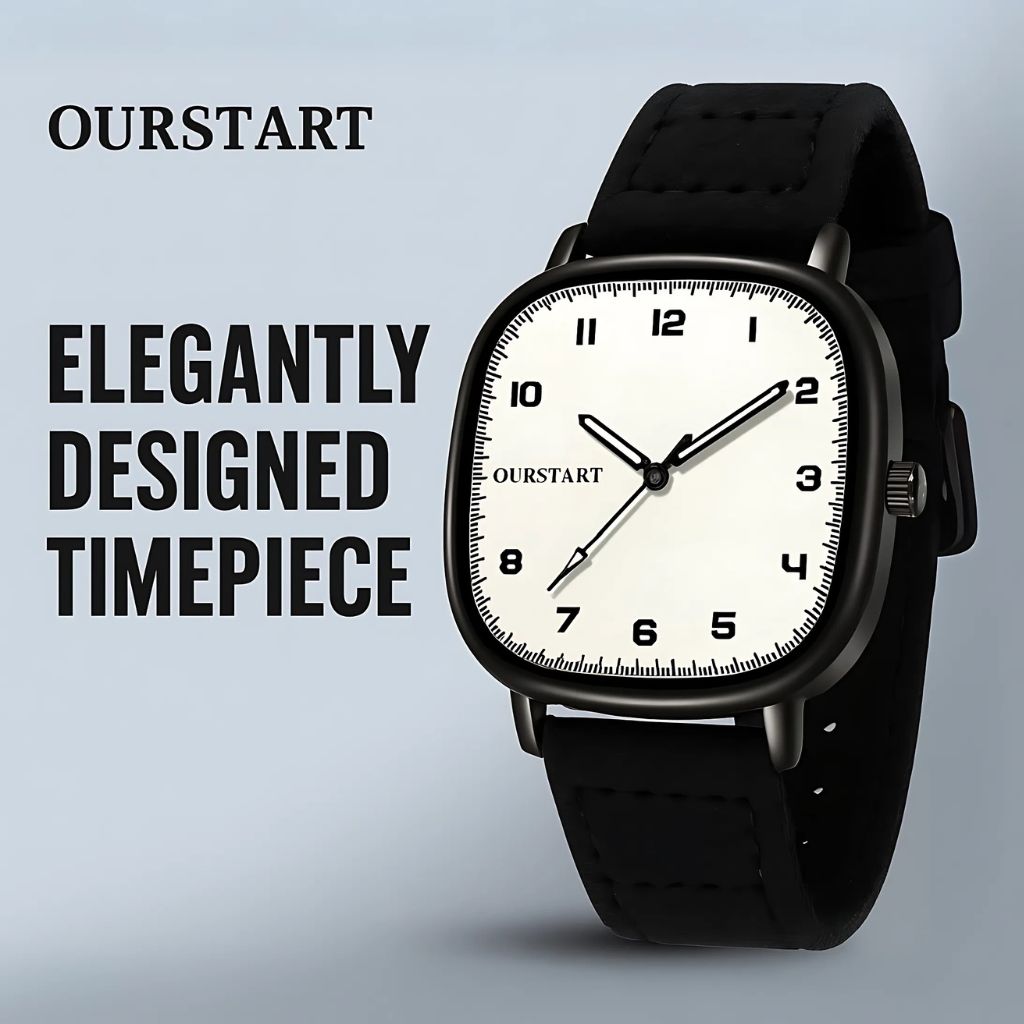 Leather Strap”OURSTART”Mens Casual Wrist Watch