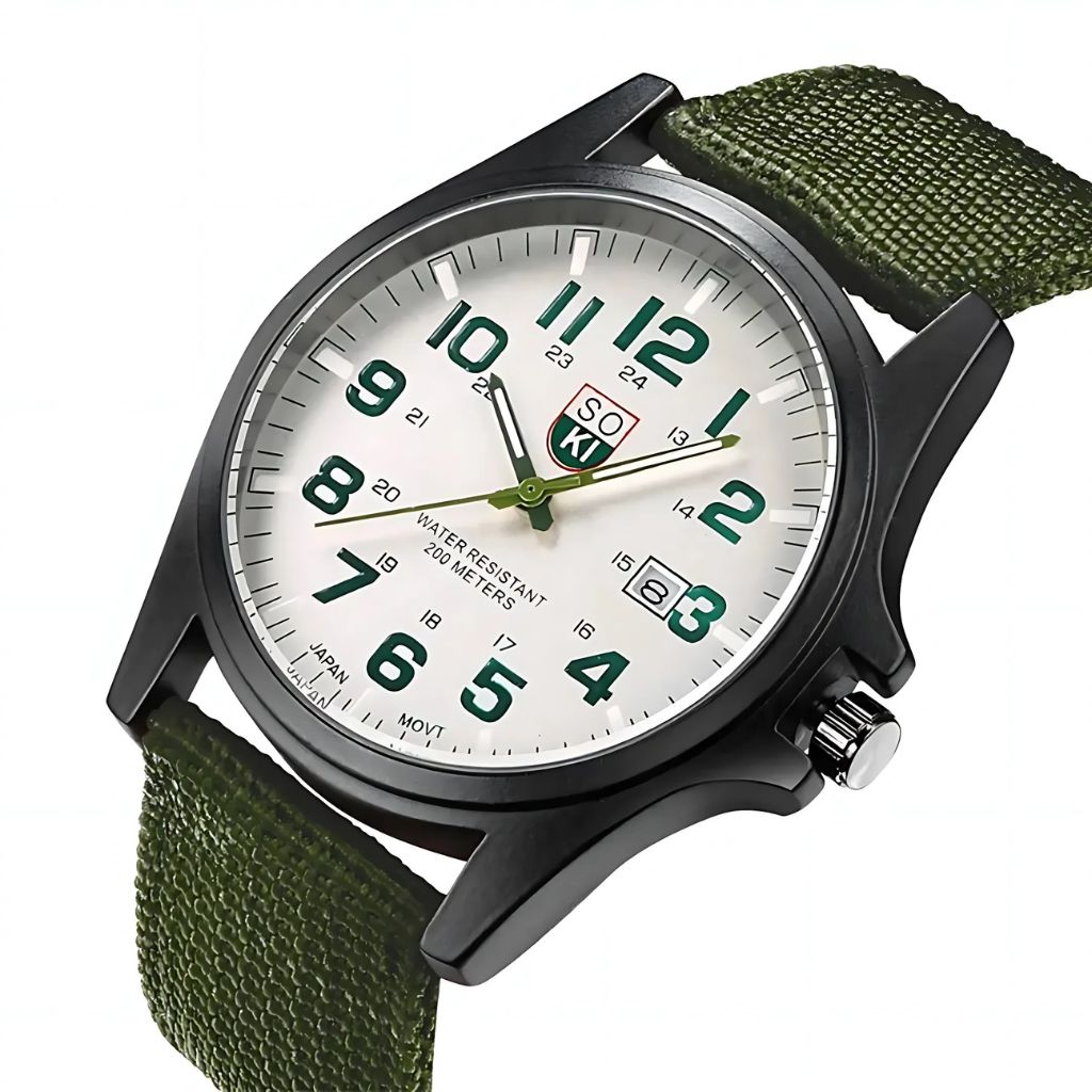 SOKI Army Green Man's Luxury Calendar Quartz Watch