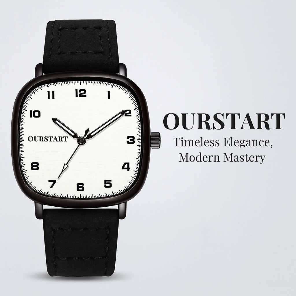 Leather Strap”OURSTART”Mens Casual Wrist Watch