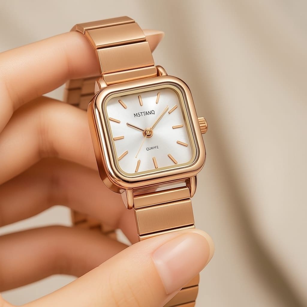 Mstianq Rose Gold Elegance Square Shape Ladies Watch