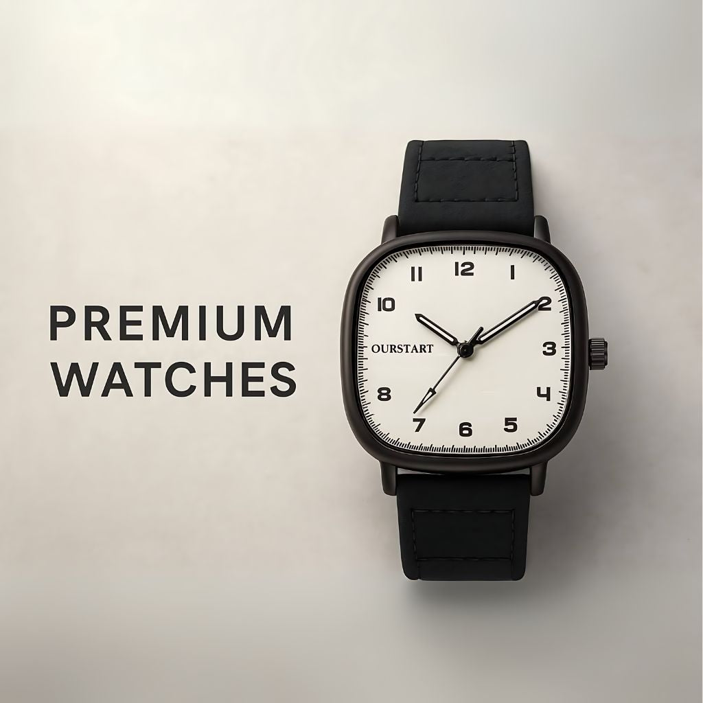 Leather Strap”OURSTART”Mens Casual Wrist Watch