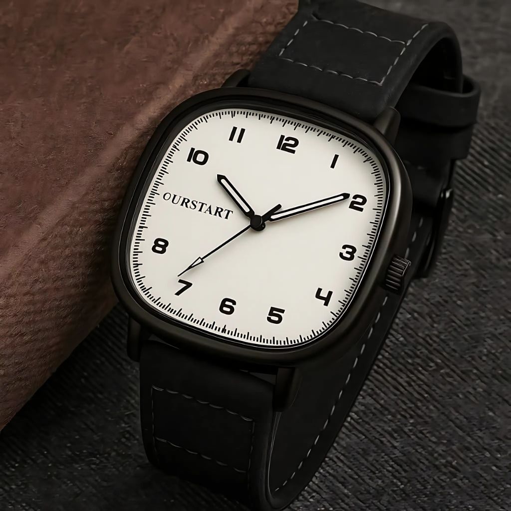 Leather Strap”OURSTART”Mens Casual Wrist Watch