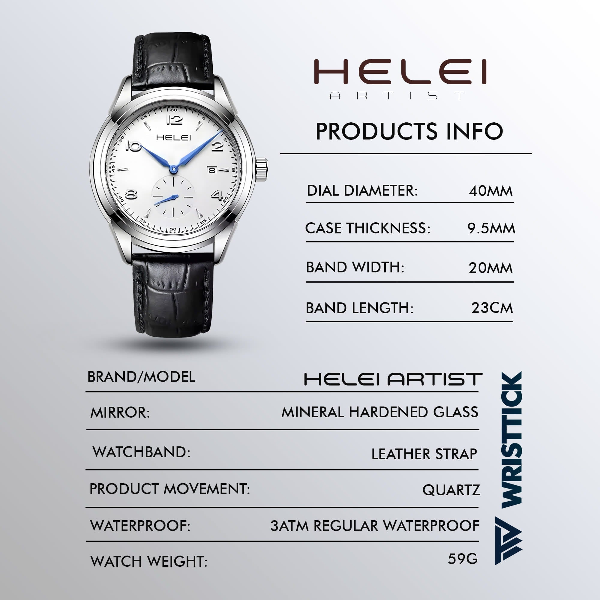 HELEI Artist Unisex leather strap fashionable wristwatch