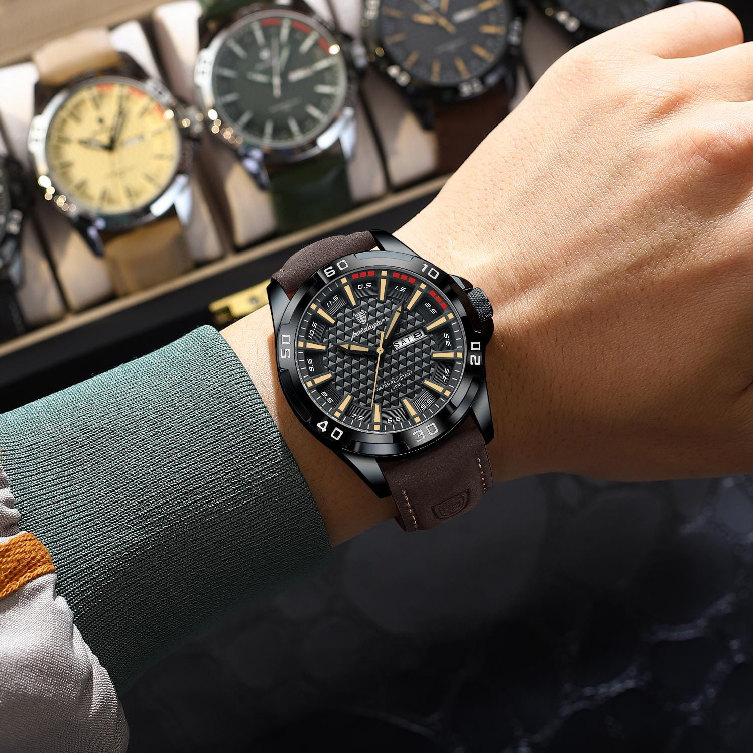 POEDAGAR AURION EDGE Dual Calendar Luxury Sport Watch