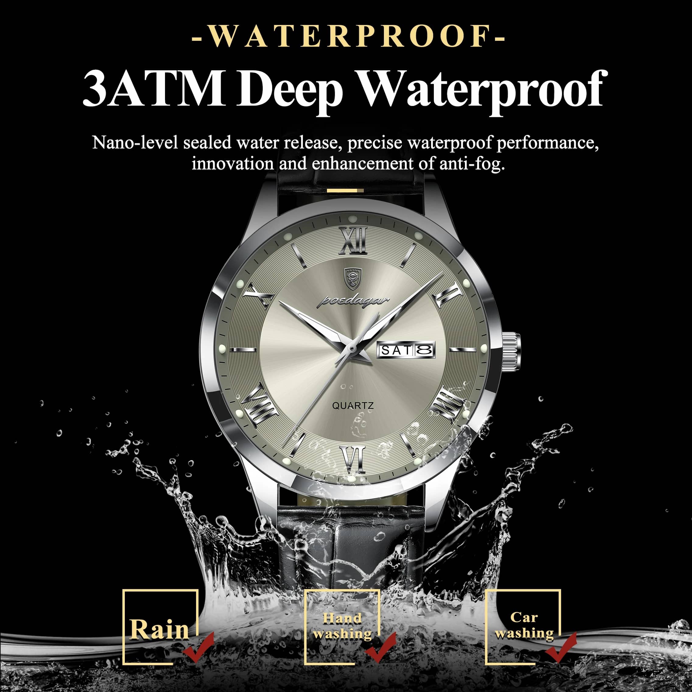 POEDAGAR IMPERIUM Luxury Leather Quartz Watch