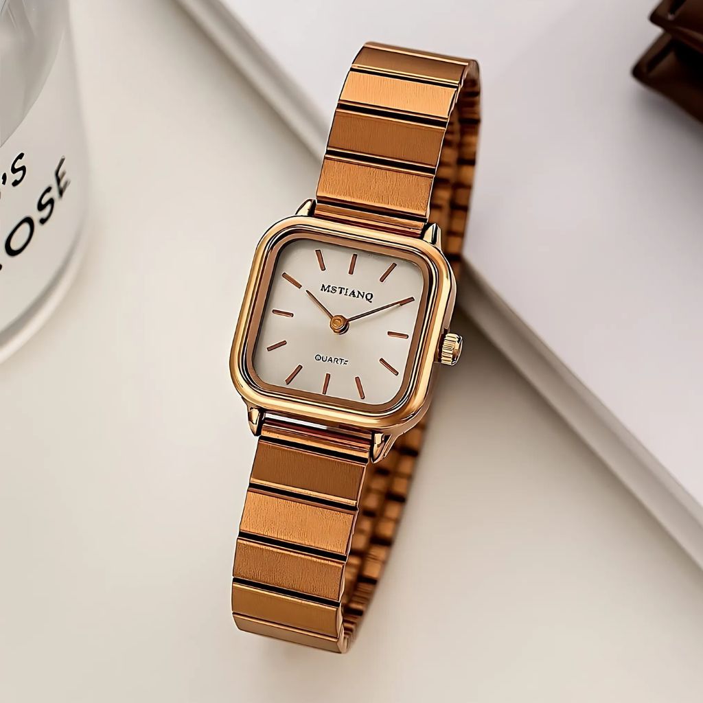 Mstianq Rose Gold Elegance Square Shape Ladies Watch