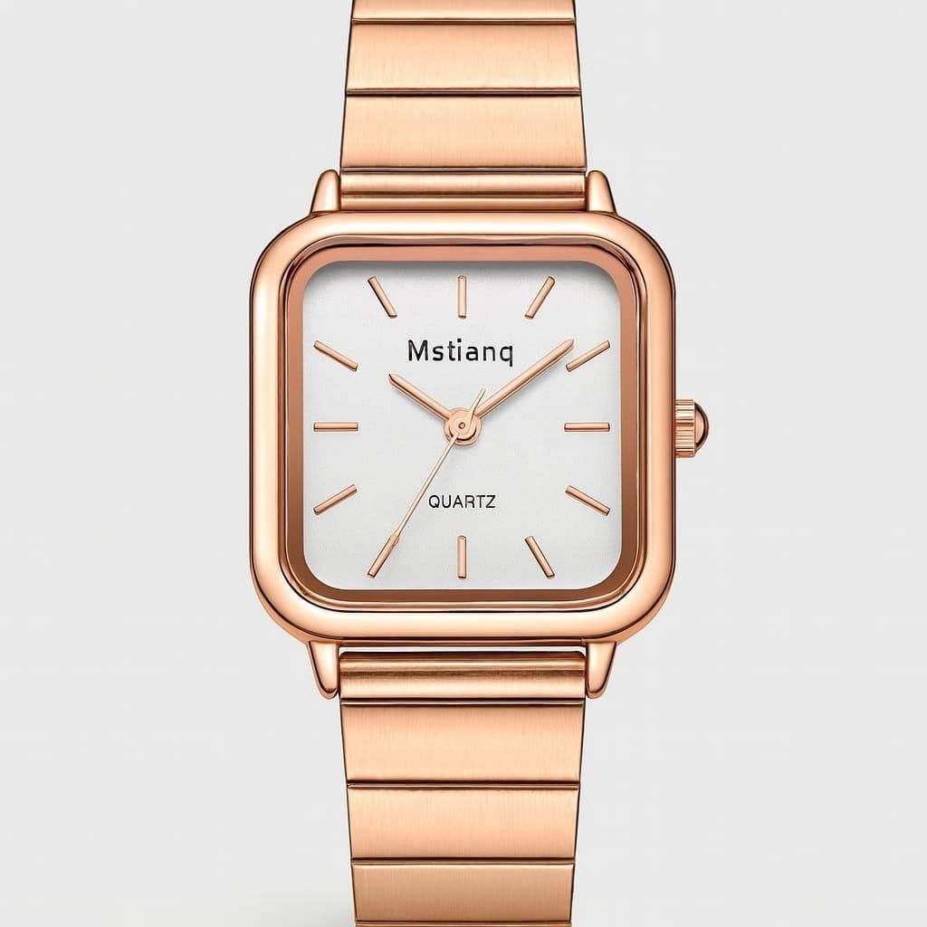 Mstianq Rose Gold Elegance Square Shape Ladies Watch
