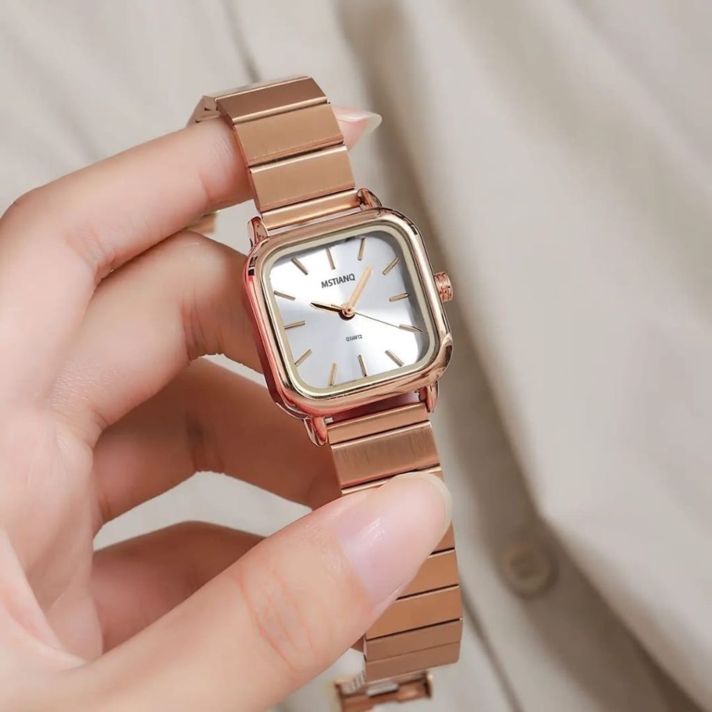 Mstianq Rose Gold Elegance Square Shape Ladies Watch