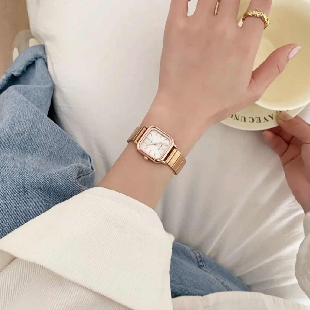 Mstianq Rose Gold Elegance Square Shape Ladies Watch