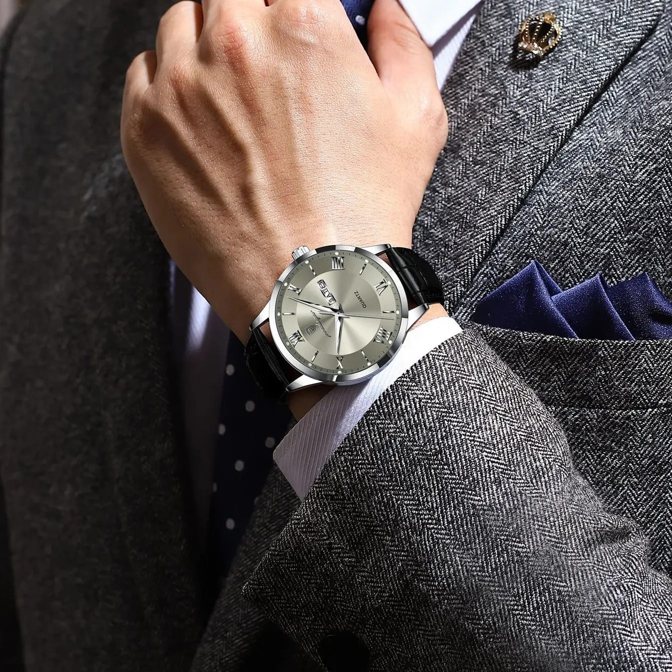 POEDAGAR IMPERIUM Luxury Leather Quartz Watch